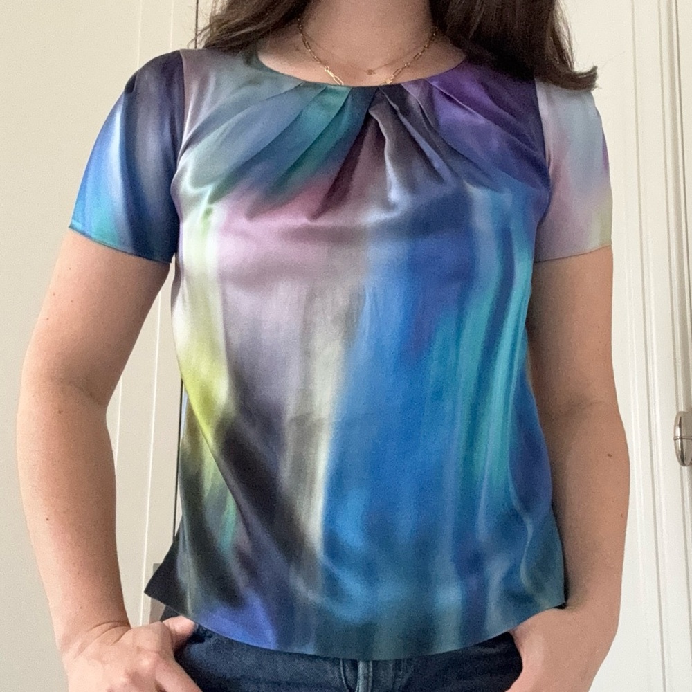 Matthew Williamson Blue and Purple ombré silk Women's Blouse size small